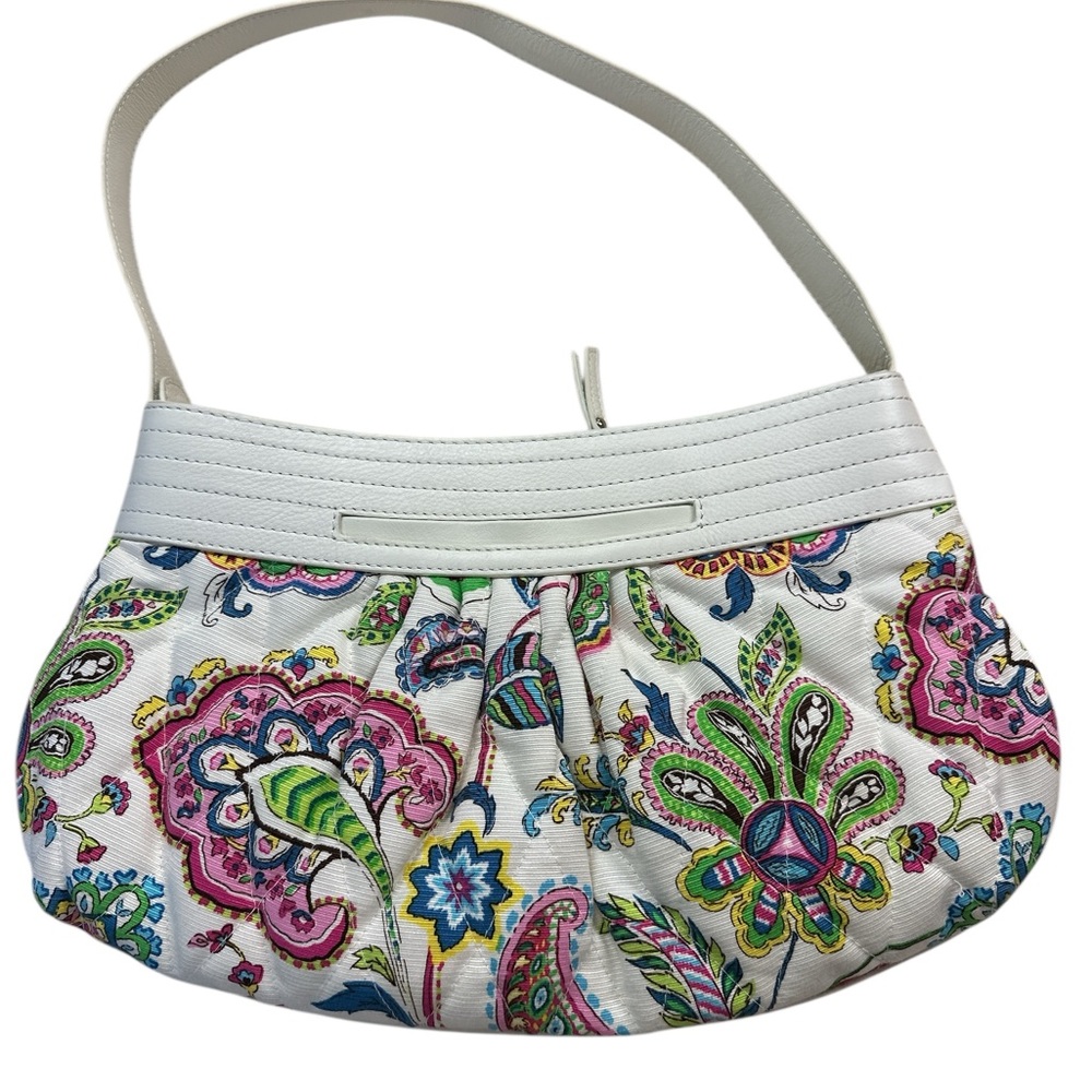 Vera Bradley Floral Paisley Leather Shoulder Bag Palm Beach Gardens Spring White - Picture 2 of 6